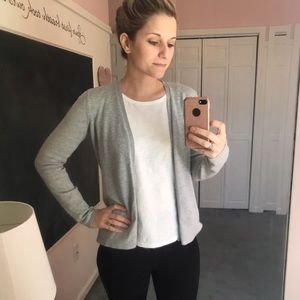 Gray cardigan with knitted back